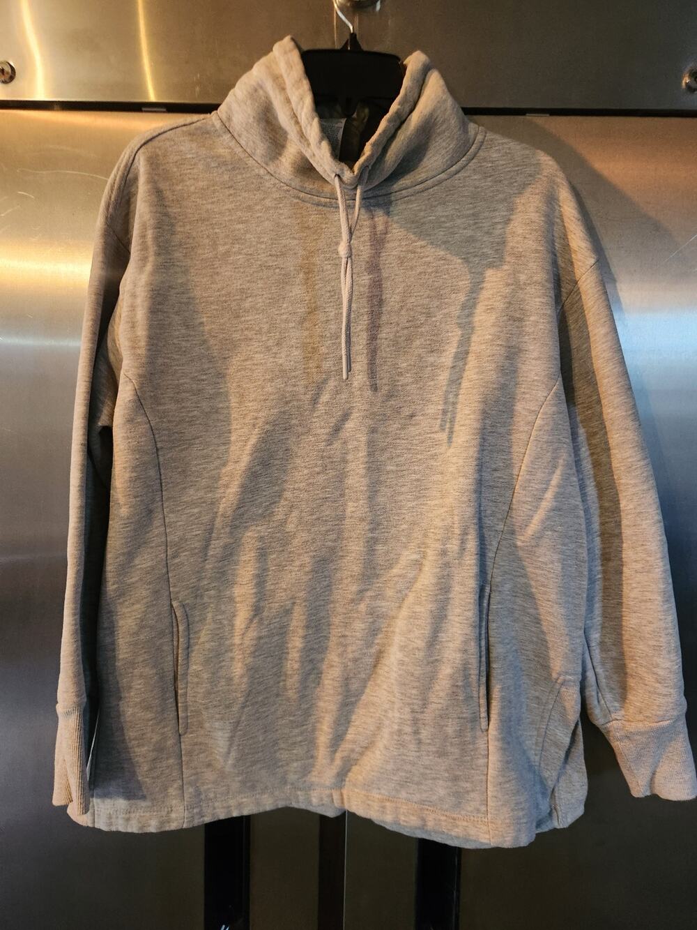 RBX Gray Funnel Neck Pullover Hoodie Women's Size Large Cowl Neck Sweatshirt